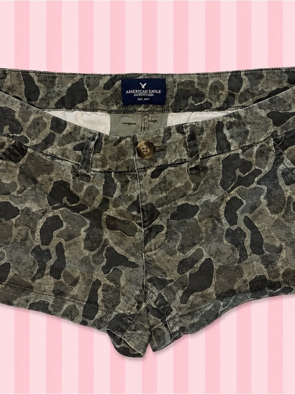 American Eagle Camo Low Rise Micro Shorts Y2K